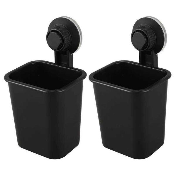 Thotocognie 2 tappeti di aspirazione spazzolini da denti Tazza di plastica Staffe di plastica Caschette dentali scatole di stoccaggio Toiletto del bagno cucina Nero 240426