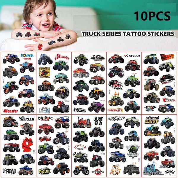 Trasferimento di tatuaggi nuovi tatuaggi per bambini mini auto da auto bambino tatuaggio tatuaggio falso impermeabile tatuaggi temporanei Festival per bambini luccichi Face Cartoon 240426