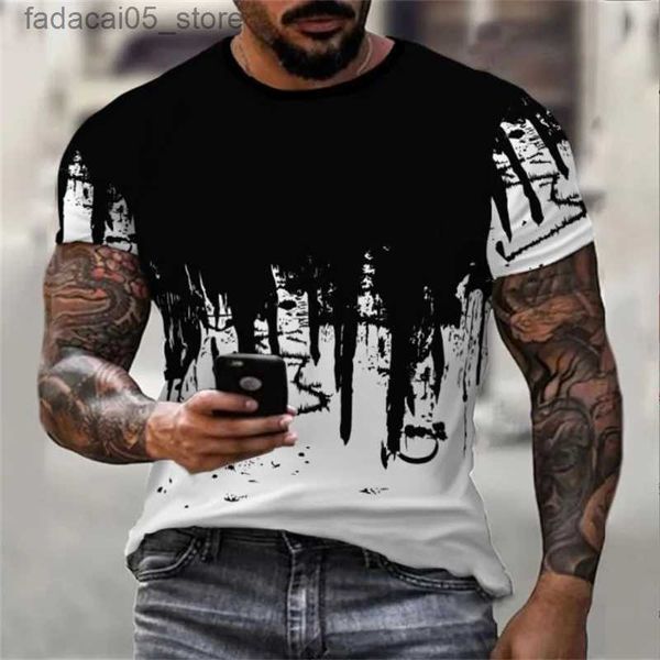 Herren-T-Shirts NEU 2024 Heißer runder Nacken kurzschlärmendes 3D-Muster digital gedruckt Herren Top Outdoor Sport und Fitness Plus Size T-Shirt XXS-6XL Q240426