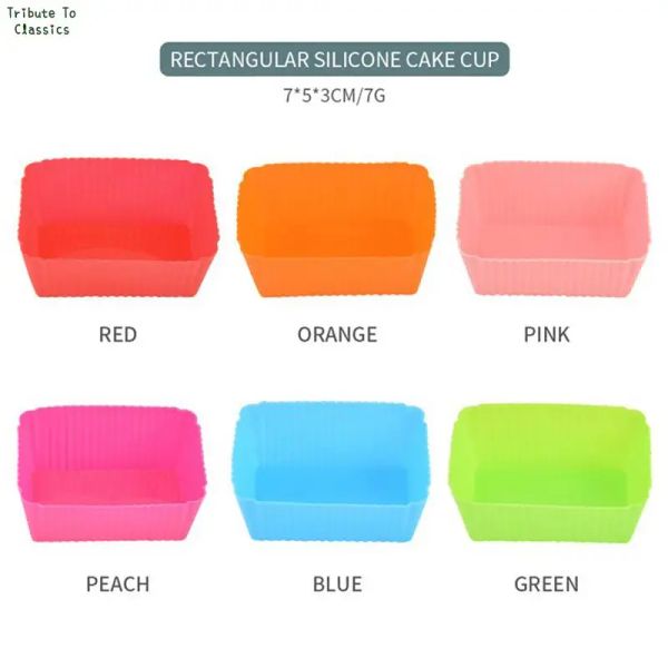 Kalıplar 4/5/6pcs Kek Kalıp Silikon Dikdörtgen Kek Küfü Yumuşak Muffin Cupcake Liner Pırtı Kişisi Kalıp Şeker Kalıp Formu Bakeware Pişirme