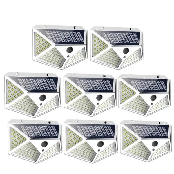 Dekorationen 1PC Solar Light Outdoor 100 LED Wandlampe PIR Bewegungssensor Lampe wasserdichte Treppenleuchten für Innenhof Garden Street Dekoration