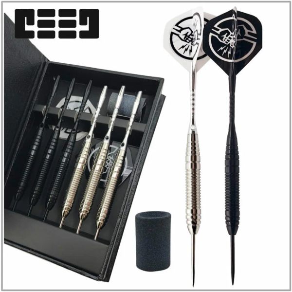 Darts FX QUALITÀ 6 PC PROFESSIMENTE DART bianche/nere con custodia gratuita da 25 g di freccette in acciaio Canna di rame in ferro per sport di gioco per interni