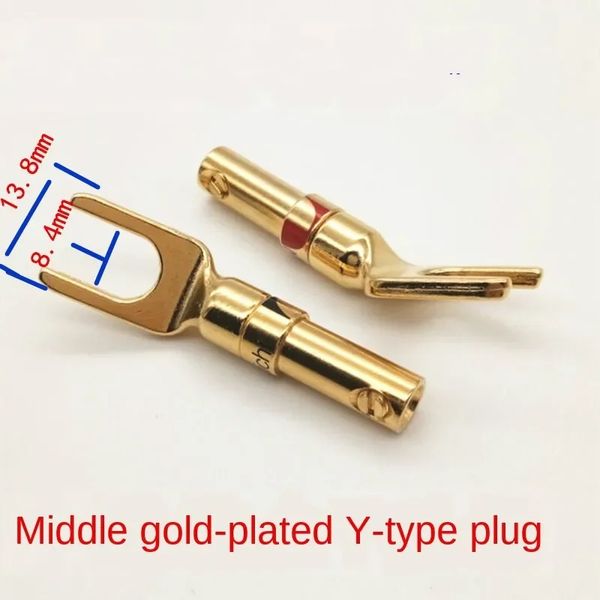 NEU 2024 Taiwan mittlerer Kupfer Gold Platted Plugs Horndraht Y-Plug/U-Plug/Lautsprecher Kabel Gummi-Gelenk für Horndraht y-plug für Taiwan Mitte für