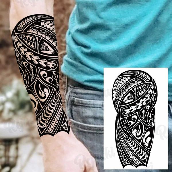 Tatuagem transfere tatuagens temporárias grandes para homens para homens adultos maori thorns thorns de tatuagem falsa de tatuagem de tatuagem realista