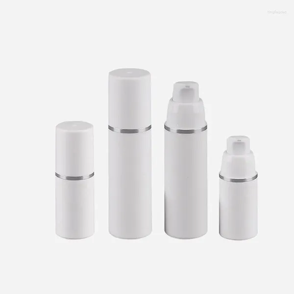 Garrafas de armazenamento 50 x 15g 30g 50g White Airless Lotion Pump Bomba Garrafa de viagem pequena e dispensador de recipiente de plástico cosméticos para a pele