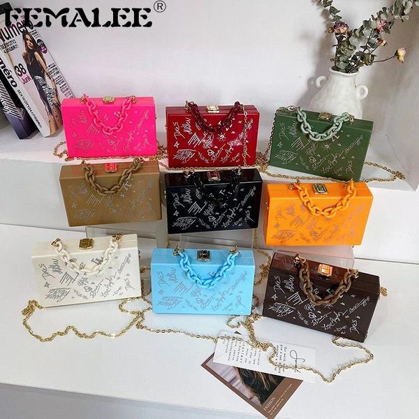 Bolsas de ombro 2024 Luxury Designer Ladies Box Bolsa Bolsas de moda acrílica graffiti para mulheres Crossbody Crossbody Small Jelly