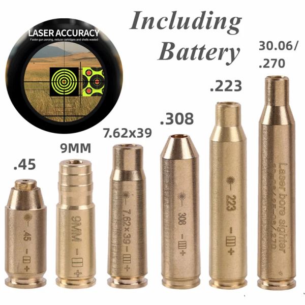 Optics Tactical Red Laser Bore Cartucho de Burores de Sibra 12GA 20GA .223 .308 5.45x39 7.62x39 9x19mm Treinamento Bullet Snap Snap CAL CAL CAL