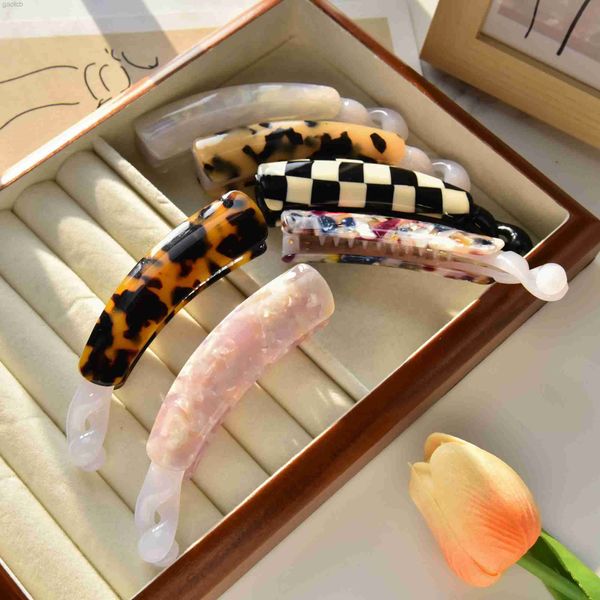 Haarklammern Barrettes Yhj Neue Bananenclipacetat -Klauenklammern mehrfarbig große Mode -Leoparden -Pferdeschwanz Barrettes Haarzubehör für Frauen 240426