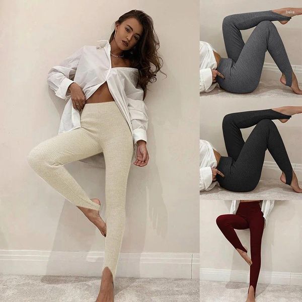 Pantaloni da donna sexy yoga a costine leggings gamberi fitness con gamba sportiva ad alta vita da donna elastico stregoni sottili corsi senza soluzione di continuità