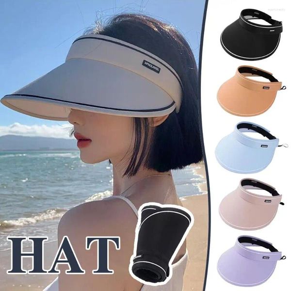 Weitkrempeln Hats Sun Visor für Frauen Sommer UV -Schutz -Verstellbarer faltbarer Outdoor leerer Top C N9C3