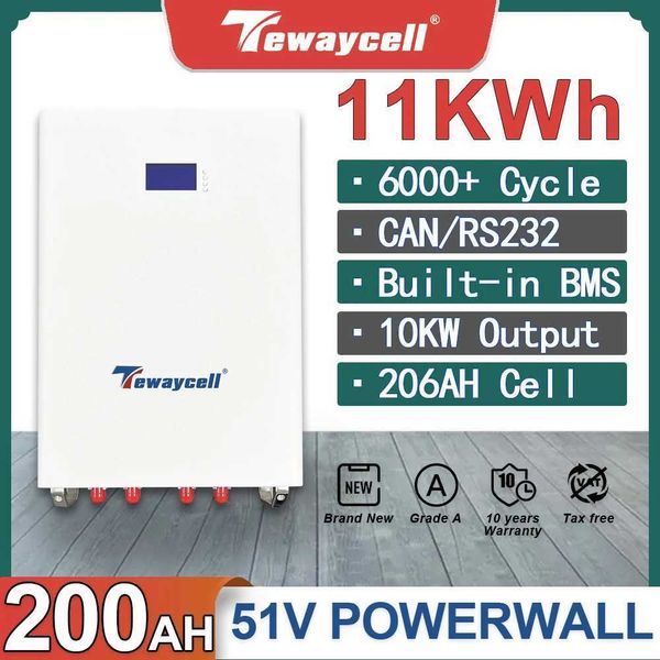 Bancos de energia do telefone celular Tewaycell 48V 200AH Powerwall LifePo4 Battery Pack 10kWh Power Supply 6000Cycle Buyl em BMS pode RS485 Monitor Sistema solar Sistema UE isento de impostos 240424