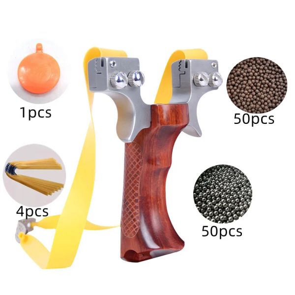 Freccia caccia professionale imbracatura in acciaio inossidabile + manico in legno massello catapulto con elastico giocattolo sportivo da tiro esterno