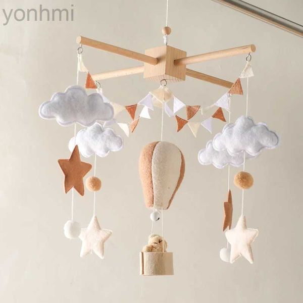 Mobile# Baby Crib Mobile Holzbett Glocken Rasseln Spielzeug Weiche Filz Hot Air Ballon Wind Chime Anhänger Neugeborene Komfort Bett Glocken Spielzeug Baby Geschenk D240426