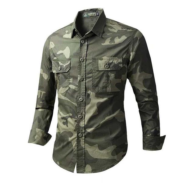 Camisetas táticas Mens primavera e outono camisa impressa masculino ao ar livre camuflagem de camisa longa Caminhada de camping camiseta de bens táticos militares 5xl 240426