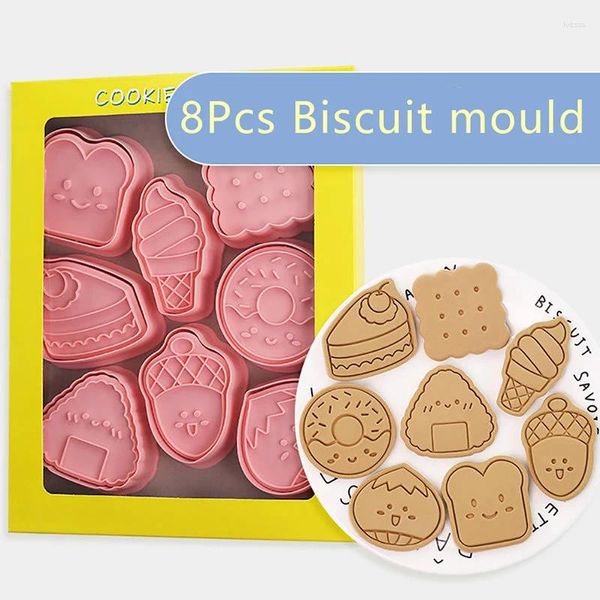 Moldes de cozimento 8pcs/conjunto de cortadores de biscoitos fondent cutter plástico molde de molde diy decoração ferramentas de cozinha