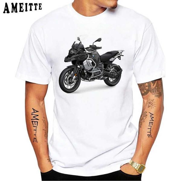 Camisetas masculinas dirigem o clássico R1250 GS Adventure GS Motorcycle Design T-shirt New Men Men Short Slve White Casual Tops Moto Sport GS Boy TS TS T240425