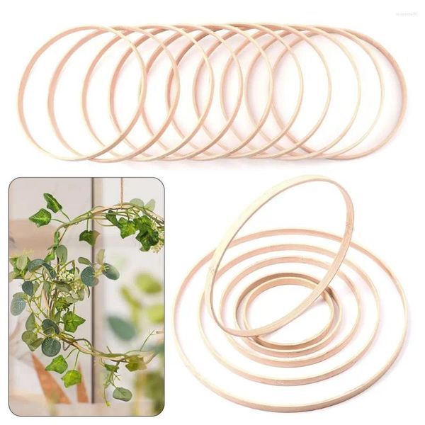 Dekorative Figuren 10pcs Traumfänger Ring rund Holz Bambus Hoop DIY Bastelwerkzeuge Blumen praktisch