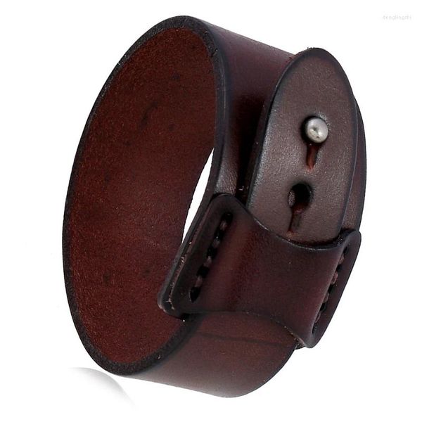 Charm Armbänder Vintage unregelmäßige Männer echtes Leder Weit brauner Manschette Wickel Armband Armreifen Punk Armband Frauen Schmuck Schmuck