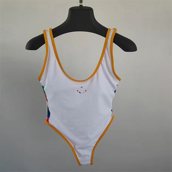 Bunte Frauen Bikinis weiße Unterwäsche Bodysuit gepolsterten Designer Ein Stück Lotard Luxus Badebekleidung Sommer Badeanzüge Strand sexy Badeanzug