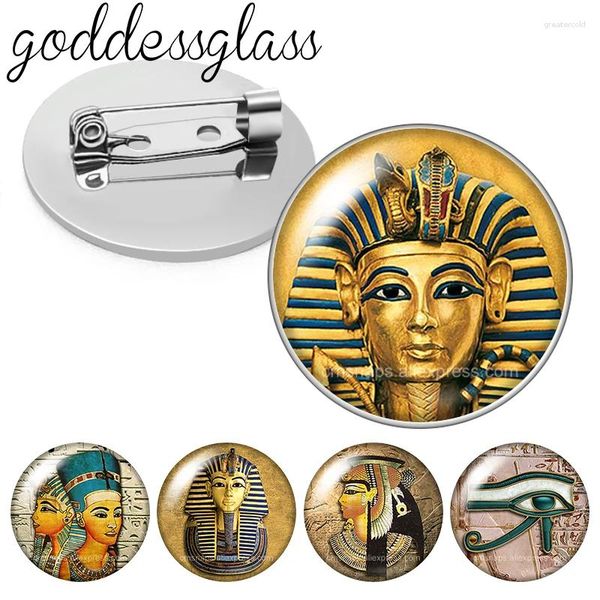 Broşlar Eski Mısır Firavun Göz Po Cam Cabochon Broş Pinback düğmesi Çanta Giysileri Denim Kot Koku Pin Rozet Takı Hediye