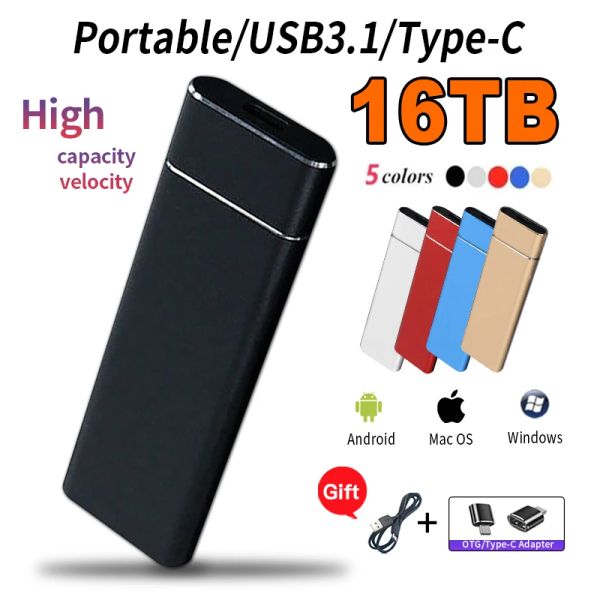 Boxs 1 TB Highspeed Portable SSD USB3.1 External Solid State Drive 2TB Typec -Schnittstelle Mobile Festplatte für PC/MAC/Smartphone/Laptop