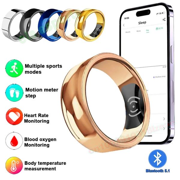 Smart Ring Multifunktional wasserdichte Bluetooth -Ringtemperatur Herzfrequenz -Oximetrie Blutdruckmessung Schlafüberwachung 240412