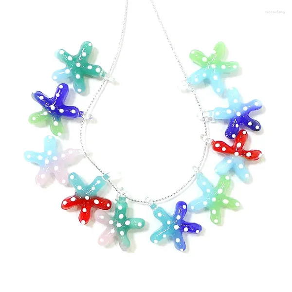Estatuetas decorativas fofas charme de estrela do mar mini pingente de estrela marinha de vidro para brinco de jóias de diy pulseira de colar para fazer acessórios ou acessórios ou