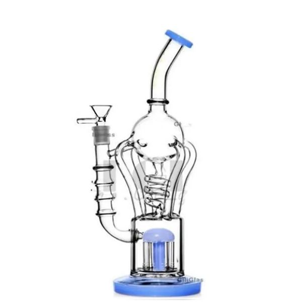 12,5 polegadas de bobina congelada de bobina de vidro Bongos de água de água shisha fumaça Tubacco Klein Recycler Dab Rigs Singular