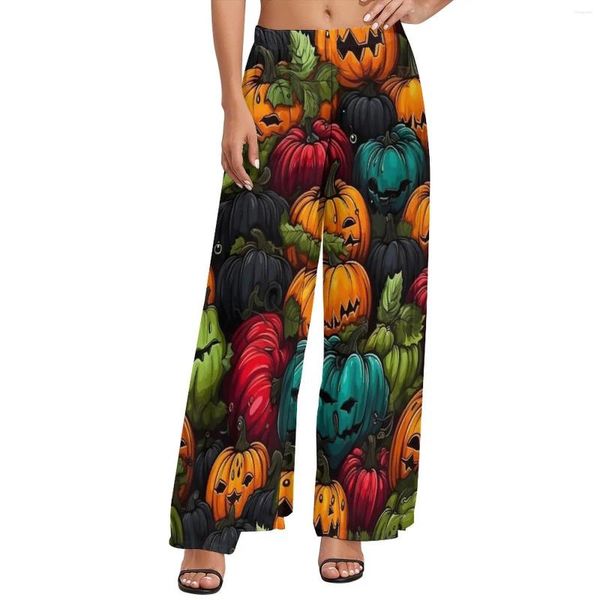 Pantaloni femminili Halloween Stampa dritta Pumpkin Funny Kawaii Wams Ladies oversize Streetwear Custom Persons