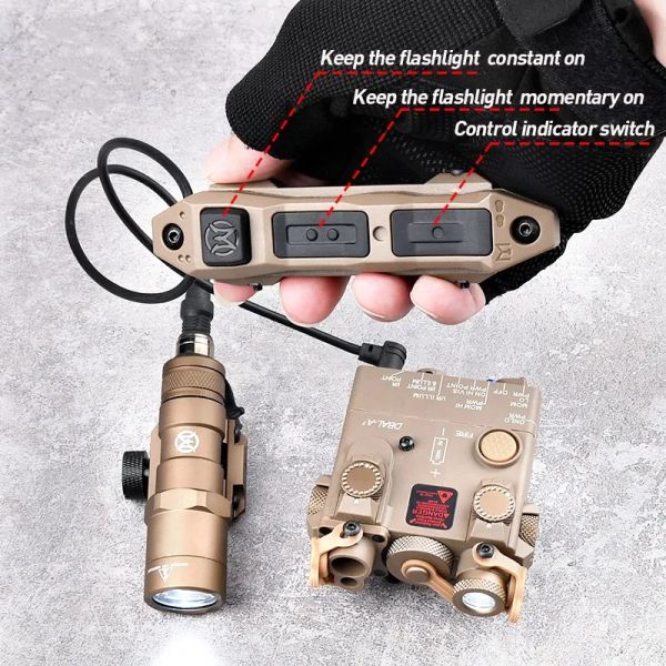 Lights Tactical AirSoft Dualfuction Switch para SureFir M300 M600 Botão Plugue Remote Control Fit Fit 20mm MLOK keymod dbal peq laser