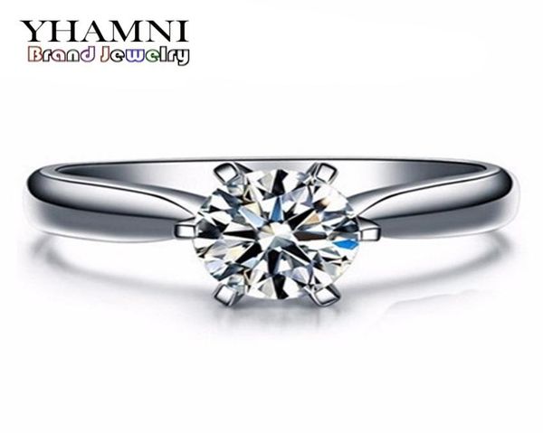 Big 95 Off Yhamni New Fashion White Gold cheio Rings Wedding para mulheres Brand Luxury 1 Carat CZ Diamond Gold Rings Jóias 18K5137515
