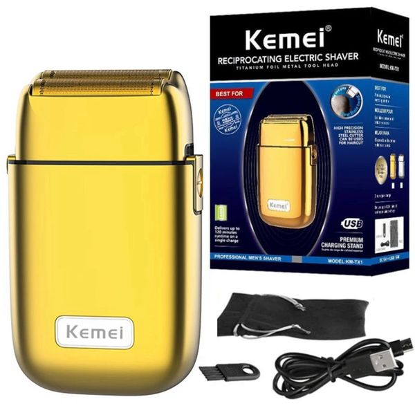 Kemei TX1 Full Metal Electric Rahion for Men Capellini per la barba calva rasatura calva per finitura a rasatura Fade Fade ricaricabile 240420 240420