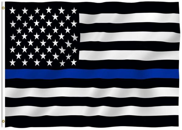 Finga da linha da linha azul Bandeira da polícia Leo Lei Lives Matter Suporte e Honrando a bandeira da polícia com ilhós 3x5 ft American7386977