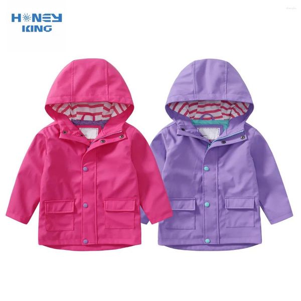 Giackette Honeyking Baby for Boys Solid PU in pelle con cappuccio da pioggia con cappuccio per bambini capri da pioggia per bambini