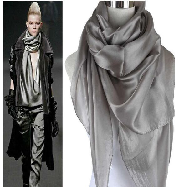 Ladies Brand Grey Mulberry Silk Scarf Sharf 180110см. Негабаритный дизайн женский шарф