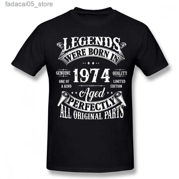 Herren-T-Shirts 49. Geburtstag Retro Legende geboren 1974 49 Jahre alte T-Shirt Street-Kleidung kurzärmeliges Geschenk Sommermänner Q240426