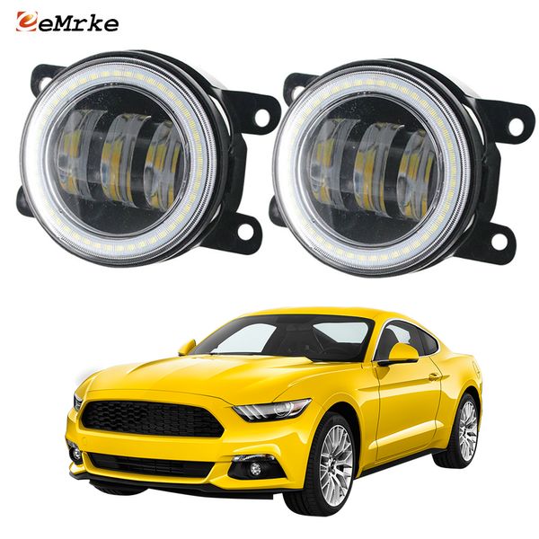 Eemrke LED Fog Lights Assembly 30W/ 40W für Ford Mustang VI 2015 2016 2017 mit Clear Lens + Angel Eyes DRL Daytime Running Lights 12 V PTF Car Accessoires