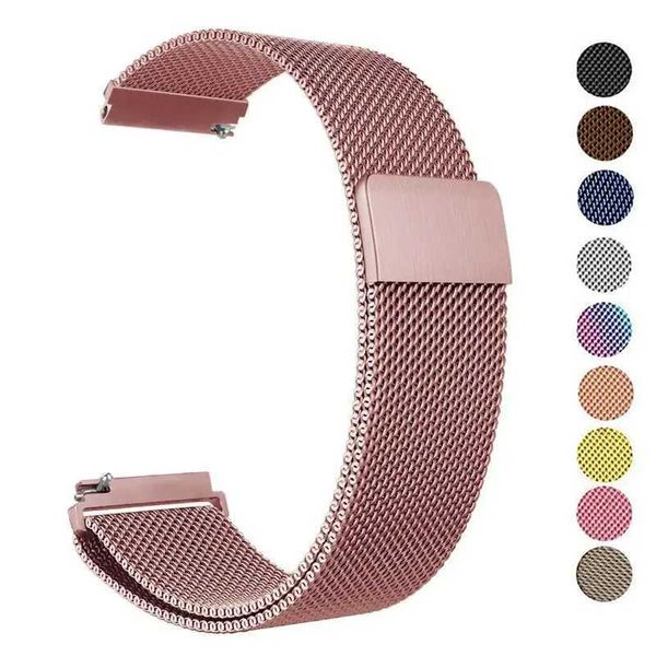 Assista Bands 18mm 20mm 22mm Metal Tira adequada para Garmin Vivoactive 3 4 4s Strap Vênus 2 2S 3S SQ Forerunner 645 Bracelet Milan Loop 240424