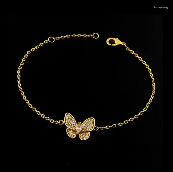 Link Bracelets Moda de qualidade Micro Pave Premium Cristais de zircão Butterfly Jóias de luxo para mulheres