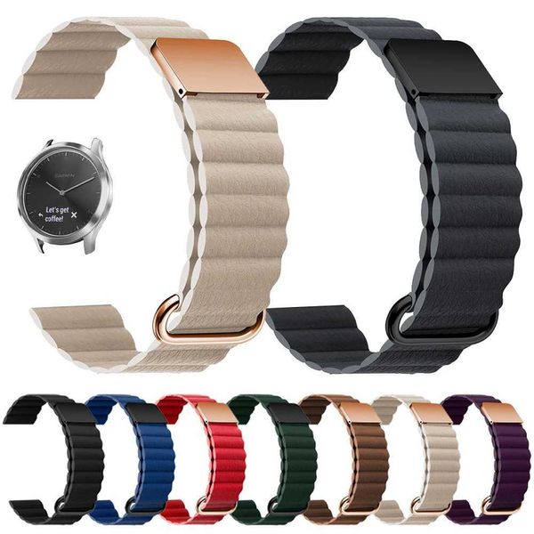 Banden 22mm magnetisches Leder Armband für Garmin vivoaktiv 3 4 Stunden Armband geeignet für Garmin SQ Active Move Venus 2 Plus Armband Gurt 240424 geeignet