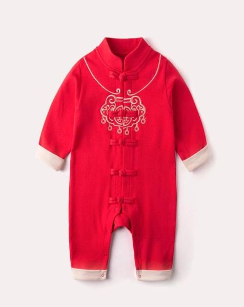 Tulumlar 2021 Çin yılı tang takım elbise erkek bebek kız kilidi baskı uzun kollu romper bebek tulum sıcak kıyafetler 5758894