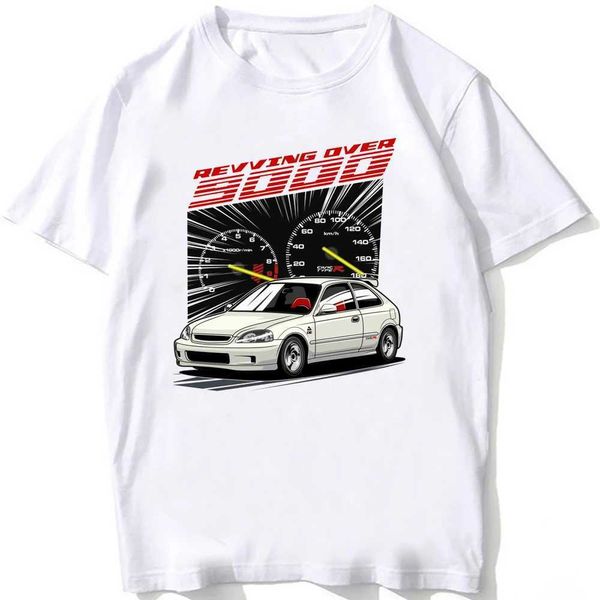 Camisetas masculinas tipo cívico r ek9 acelerando a camiseta de carros Novos homens de verão slve slve vintage hip hop garoto casual tshirts harajuku jdm white ts t240425