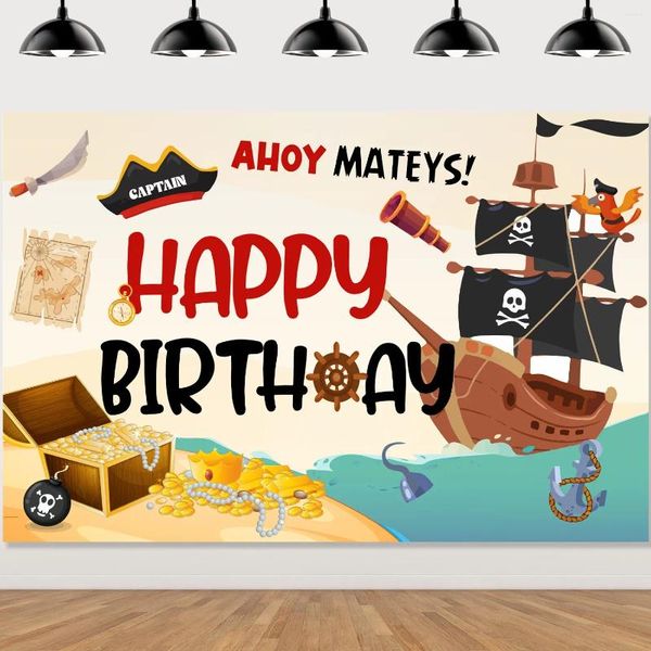 Decoração de festa kreatwow pirate-pirate background happy aniversário ilha mapa tesouro