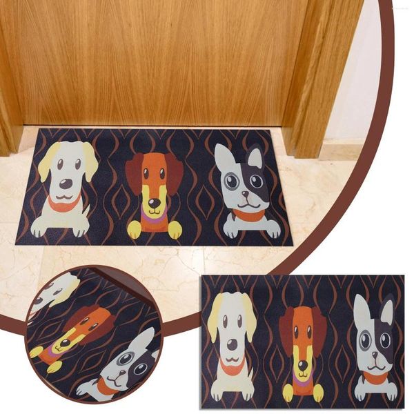 Tapetes desenho animado resistente a roupas resistentes a pés à prova d'água e de couro à prova de óleo Carpet de cachorro fofo de cachorro