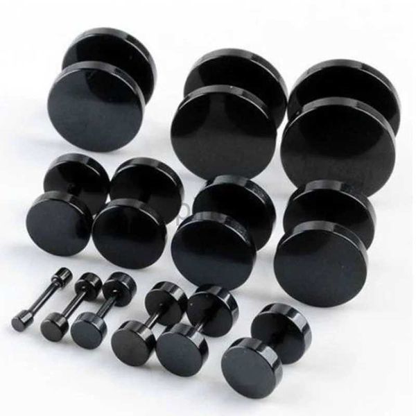 Stud Punk Black Round Ohrringe für Frauen Männer Jungen Minimalismus Mode Edelstahl Ohrschmuck Ohrringe Großhandel Größe 4mm-14mm D240426