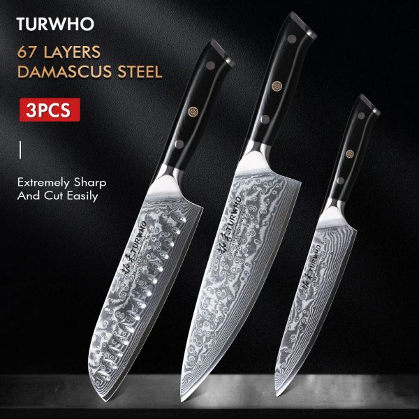 Coltelli turnto 13pc set di coltelli Giappone 67 strati damasco vg10 core core in acciaio da chef super tagliente santoku utensili utensili da cucina