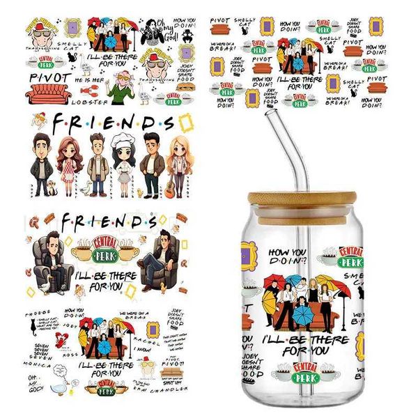 Tattoo Transfer Friend Transfer Stickers Starters de 16oz de caneca de copo de xícara à prova d'água Diretor 3D DIY para 16oz Libbey Glass 240426