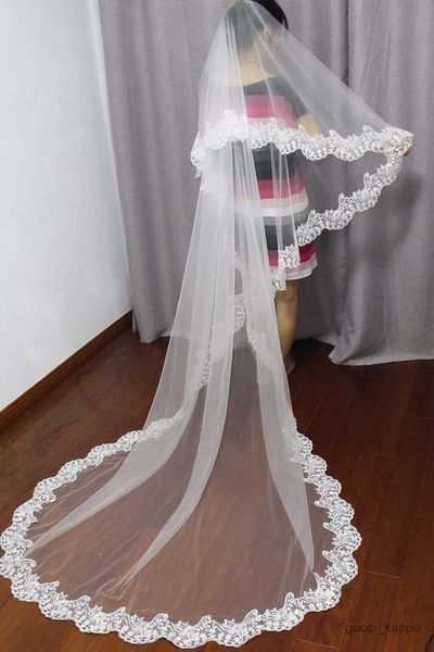 Jóias de cabelo de casamento elegante 2 níveis cobre véu de casamento de casamento com véu de noiva de marfim branco de tule macio com pente com 2,5 metros de casamento