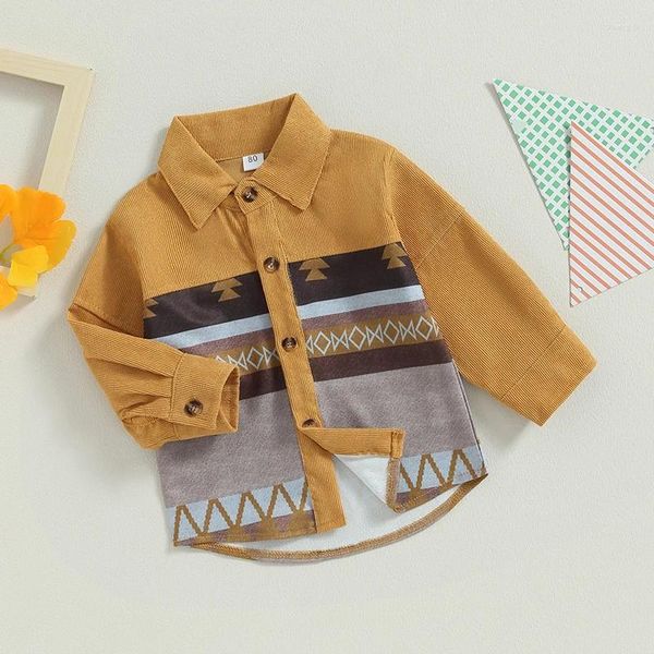 Jacken Kleinkind Western Baby Jungen Mädchen Kleidung Geometrischer Druckknopf Sweatshirt Cordshirt Cordjacke Herbst Winter