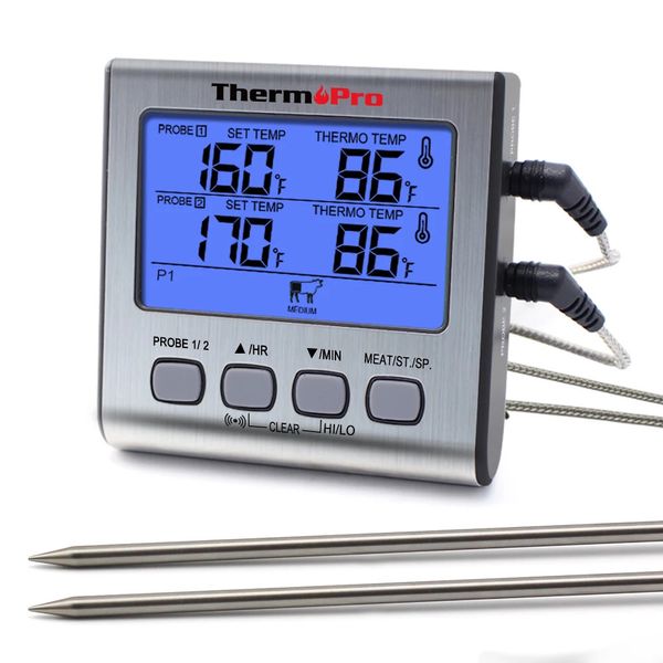 Thermopro TP17 Dual Sonden Digitales Outdoor -Fleisch -Thermometer Cooking BBQ Ofen -Thermometer mit großem LCD -Bildschirm für Küche 240415